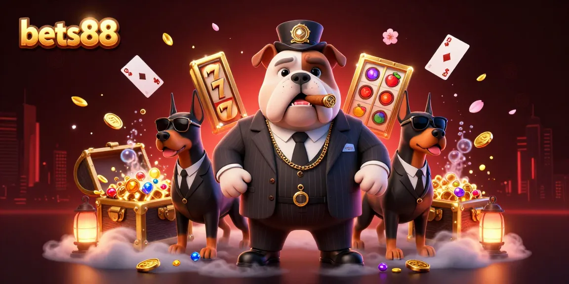 Experience the thrills of bets88 with dynamic casino scenes featuring slot elements and vibrant characters.