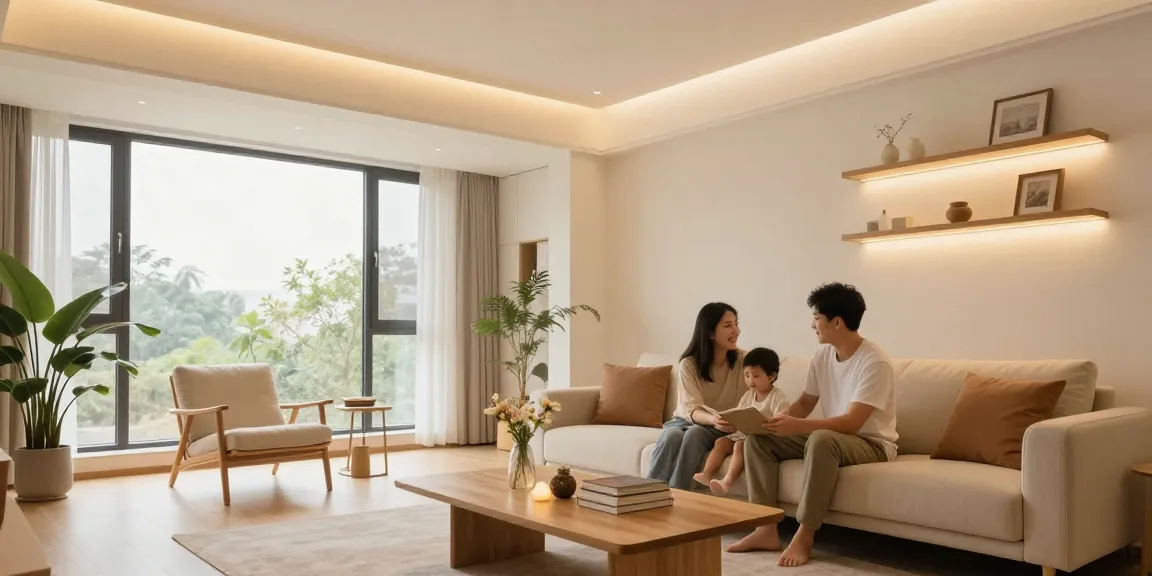 Iluminare ambientală cu banda LED în living modern, atmosferă caldă și primitoare.