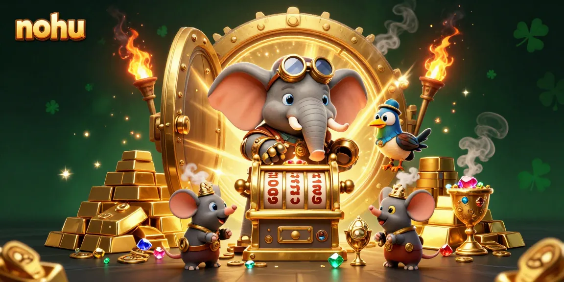 Spin the golden slot machine with nohu and uncover treasures in this vibrant casino scene