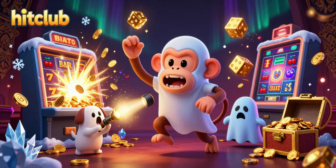 Engage in thrilling gameplay with hitclub's playful ghostly characters amidst a dynamic casino scene.