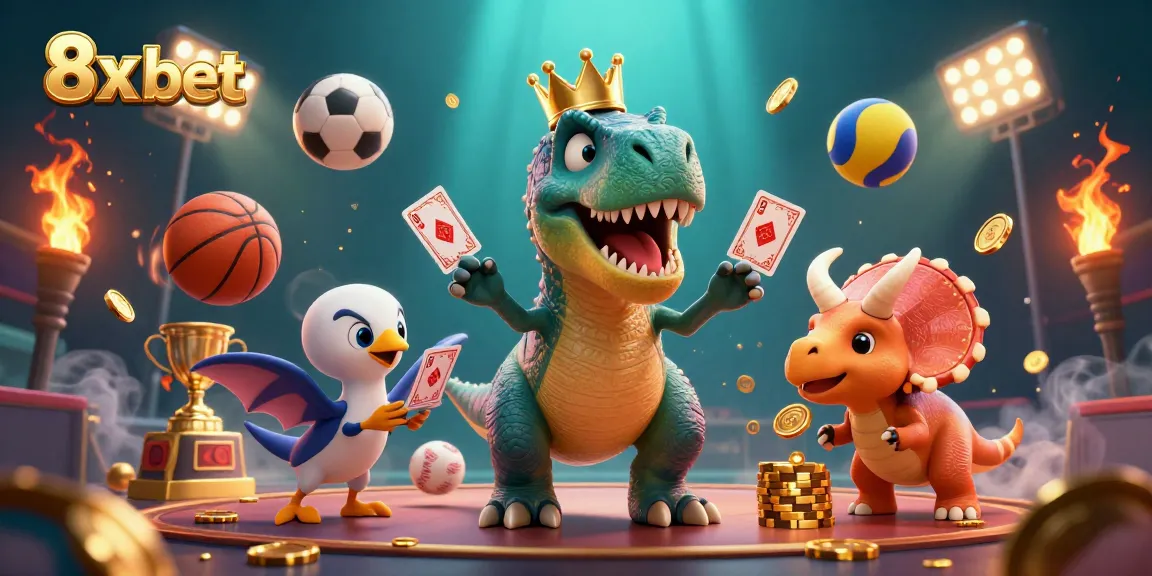 Play 8x bet with fun characters engaging in dynamic sports betting atmosphere.