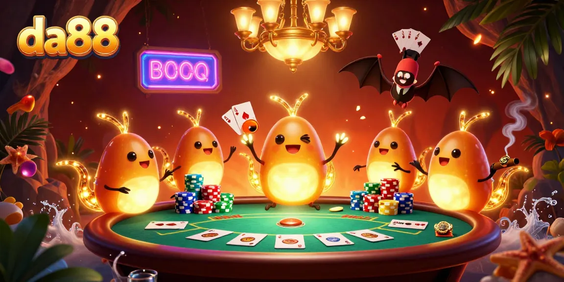 Experience dynamic poker action at da88 with glowworms illuminating the casino atmosphere.