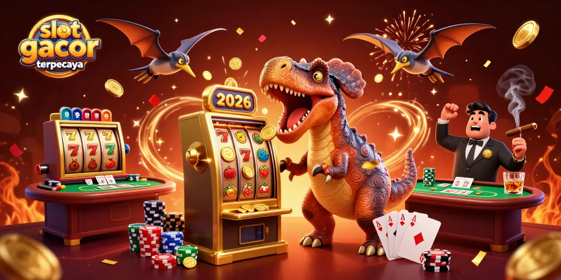 Slot gacor 2026 terpercaya, dinosaurus beraksi menang jackpot di kasino digital.