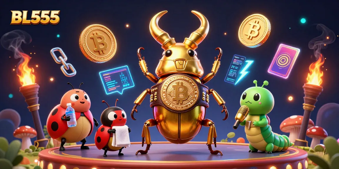 Experience the excitement of BL555 with dynamic gaming elements and vibrant characters in a 3D casino scene.