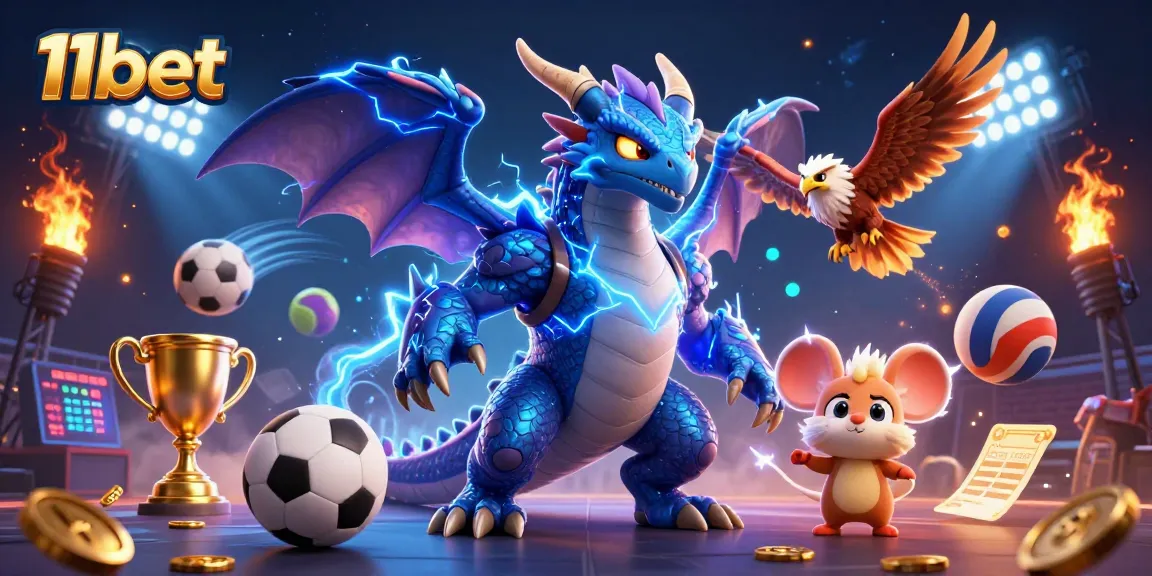 Bet on your favorite sports with 11bet; a dynamic 3D illustration of thrilling action.