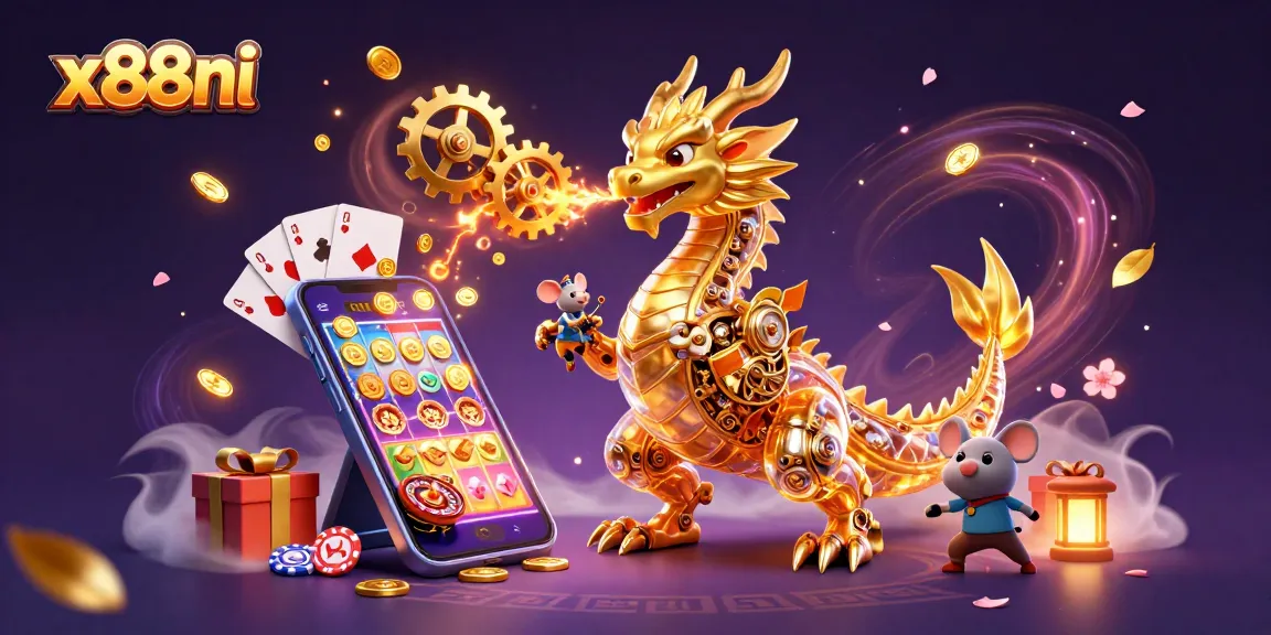 x88ni captivates players with thrilling 3D dragon and exciting casino elements in a vibrant illustrated scene.
