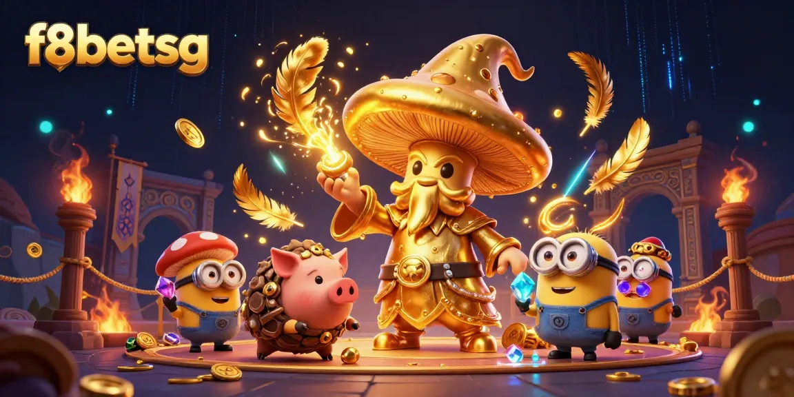 Experience thrilling gaming at f8betsg with magical creatures channeling casino fortunes amidst gold and excitement.