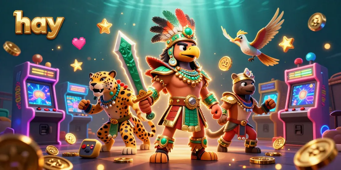 Engage with hay's vibrant casino illustration featuring warriors and game elements.