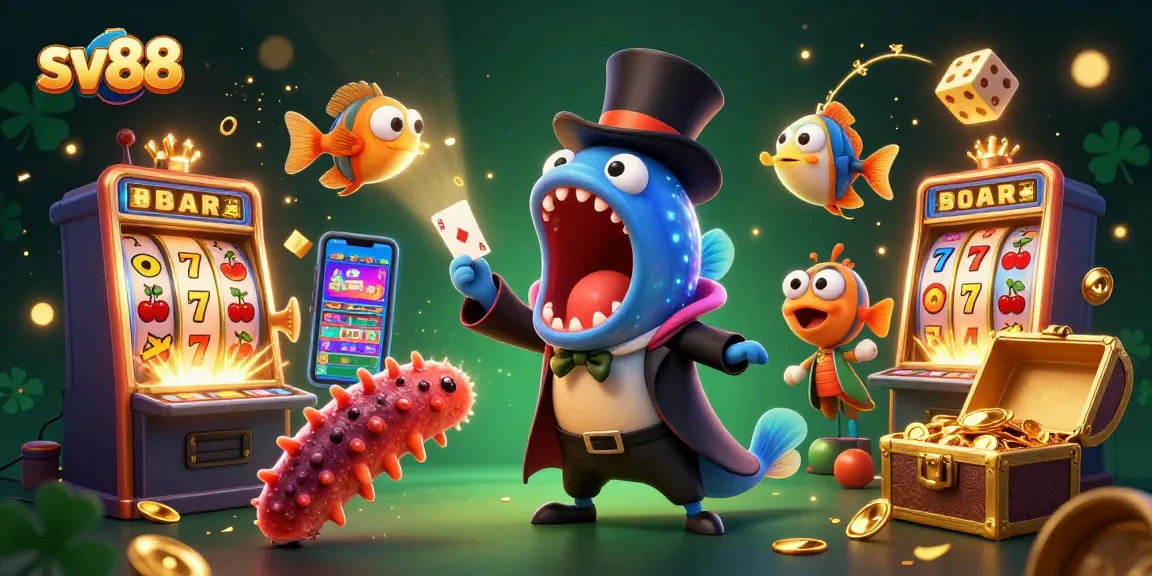 sv88 showcases a lively underwater casino scene featuring magical sea creatures in a vibrant setup.