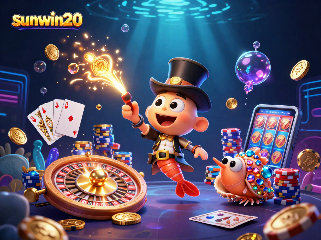 Join the excitement at sunwin20 with a thrilling underwater casino adventure featuring colorful characters and sparkling treasures!