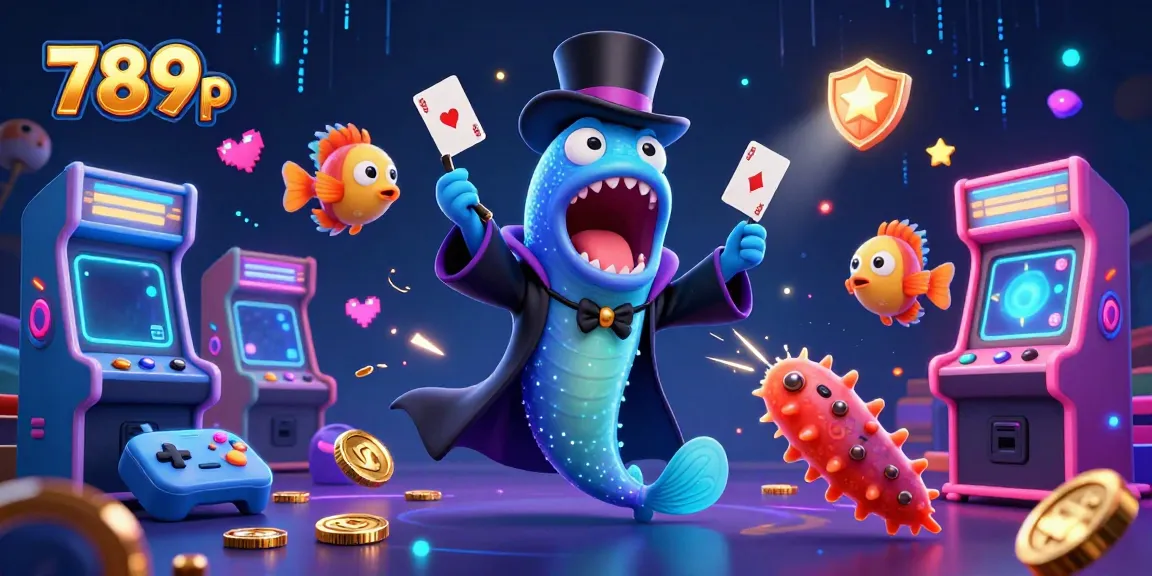 Engage with 789p's exciting casino world in a vibrant 3D illustration featuring dynamic gaming elements.