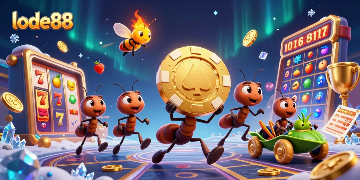 Experience thrilling gameplay with lode88 as ants execute a daring heist in a rich casino scene.