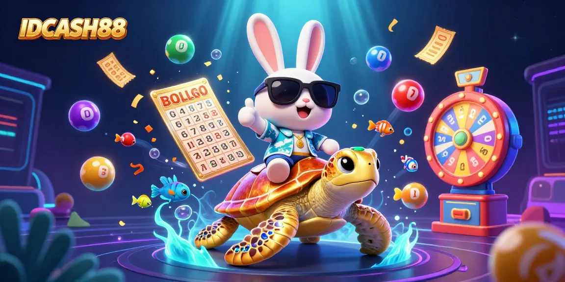 Experience excitement with IDCASH88's vibrant gaming world featuring lucky rabbit and golden sea turtle.