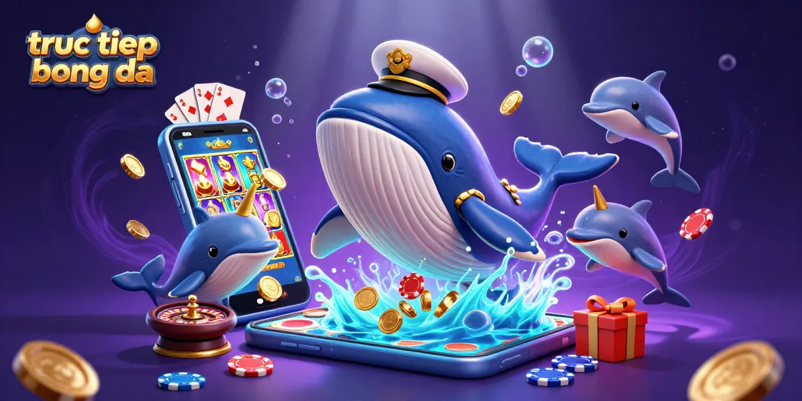 Engage with truc tiep bong da through vibrant 3D illustration featuring a whale, narwhal, and playful dolphins.