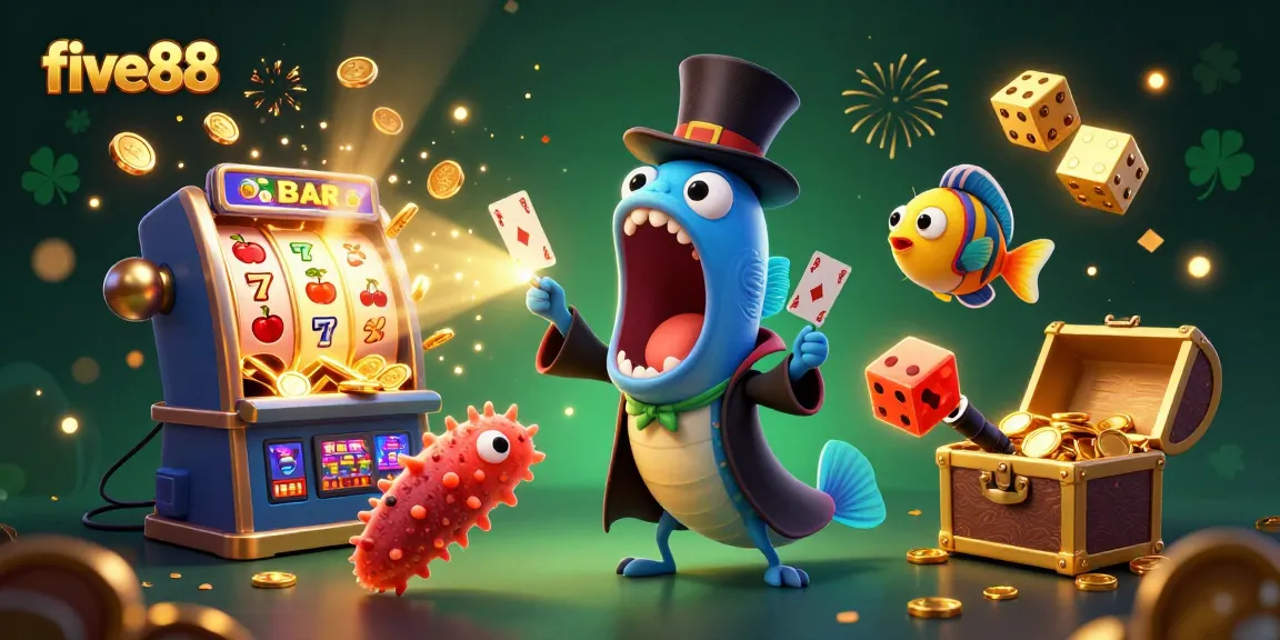 Experience the magic of five88 with a lively underwater casino scene featuring dramatic characters and elements.