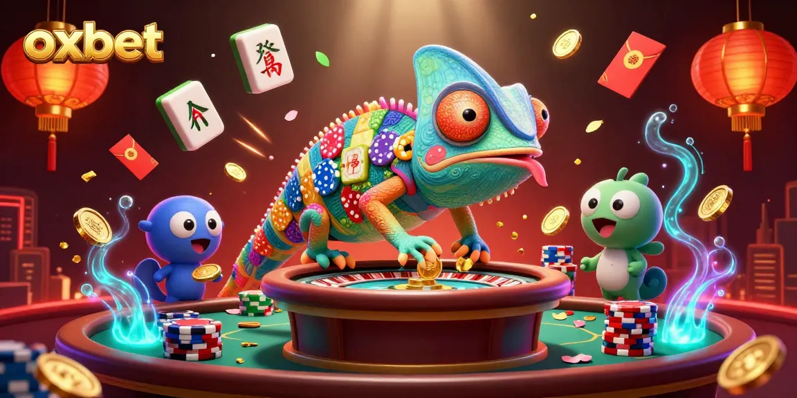 Experience the thrill at oxbet with our vibrant chameleon casino illustration showcasing dynamic gaming elements.