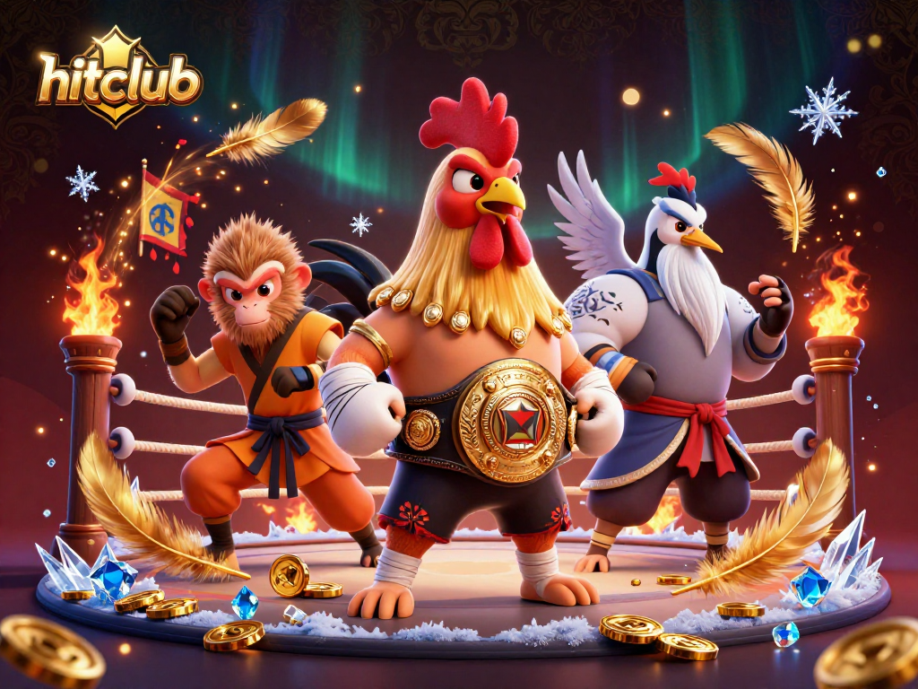Experience the hitclub action with cartoon fighters in a vibrant 3D casino arena scene.