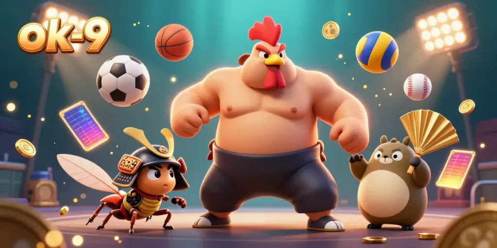 Experience the thrill of gambling at ok-9 with dynamic sports elements and engaging characters.