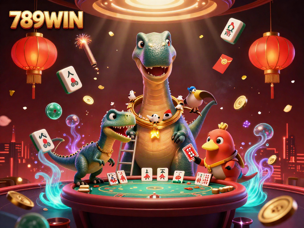 Experience the thrill of winning at 789WIN with a dynamic 3D casino scene featuring fantasy characters.