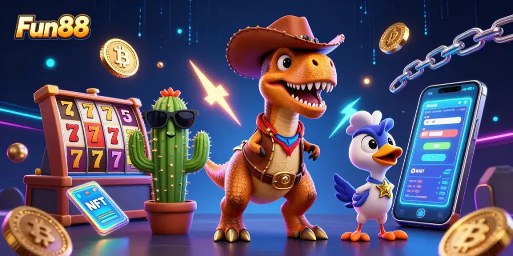 Experience the excitement at Fun88 through a vibrant gambling adventure with a dynamic dinosaur theme.