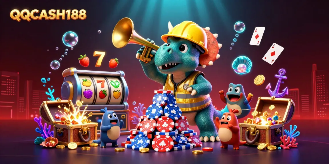 Engage with QQCASH188 for an immersive slot gaming experience amidst vibrant 3D visuals and dynamic elements.