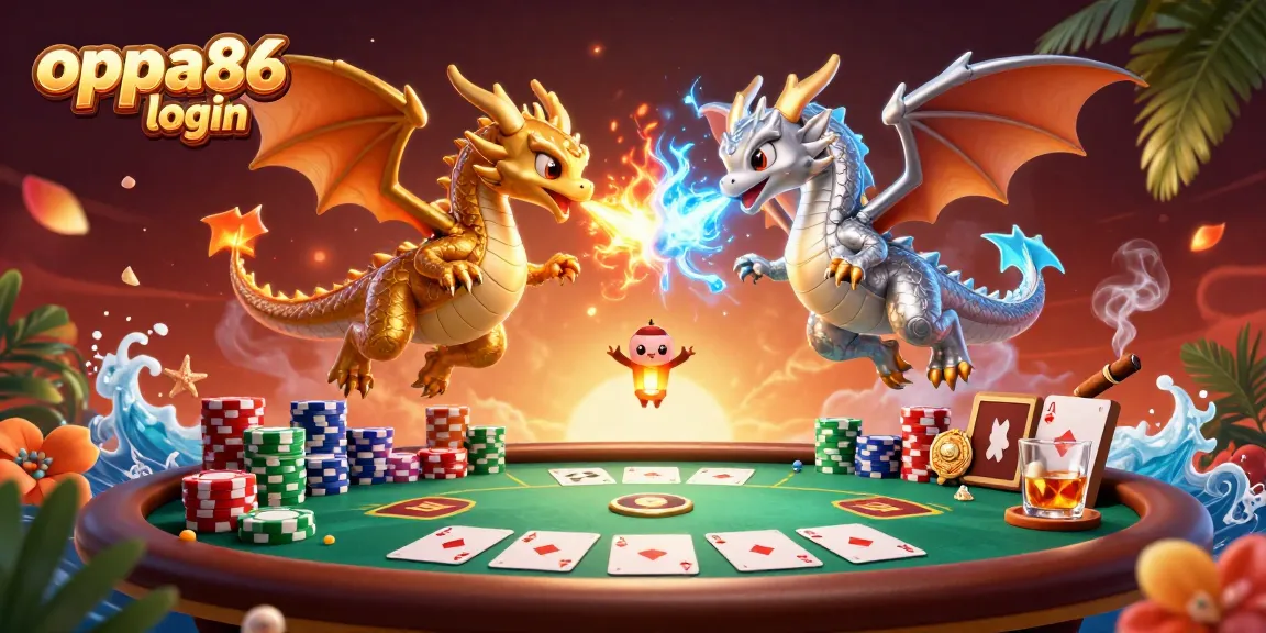 Experience thrilling gameplay with oppa86 login in a vibrant casino scene featuring dragons and poker elements.