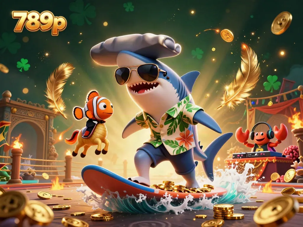 Engaging illustration of a 789p-themed casino scene with unique characters and vibrant gold elements.