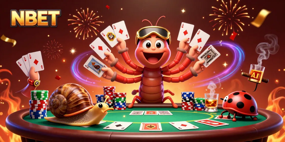 Experience thrilling gameplay with NBET as a vibrant millipede dealer and snail high-roller excitement.