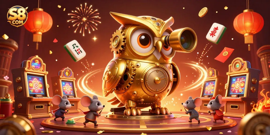 Spin and win with S8 COM in a vibrant casino scene filled with gold and excitement.
