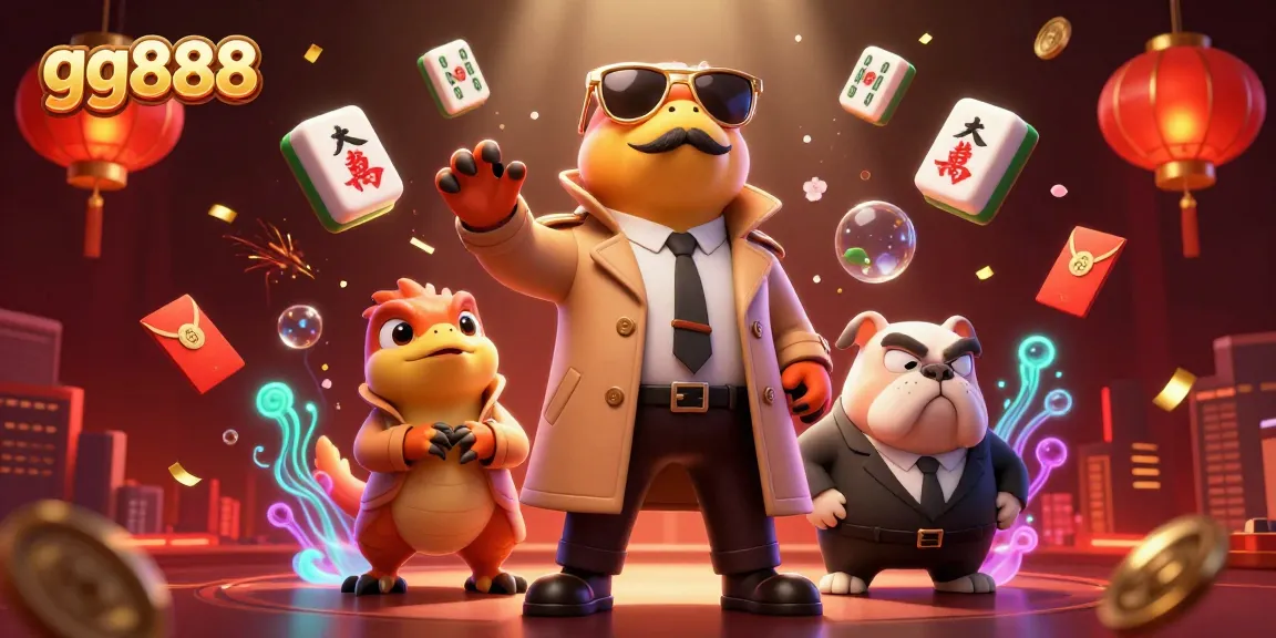 Experience the excitement of gg888 with cartoon raptors in a trench coat entering a VIP casino
