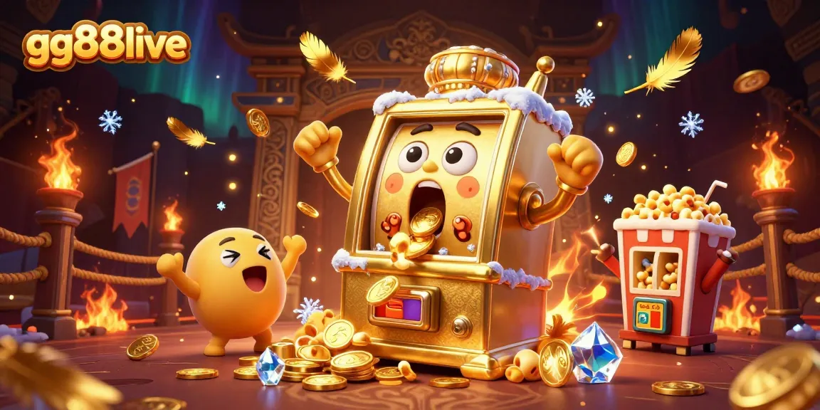 Experience the excitement of playing gg88live with animated slot machines celebrating jackpots and vivid casino elements.
