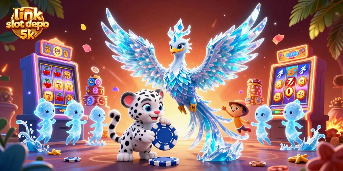 Experience thrilling wins at link slot depo 5k with a vibrant slot machine scene featuring dynamic characters.