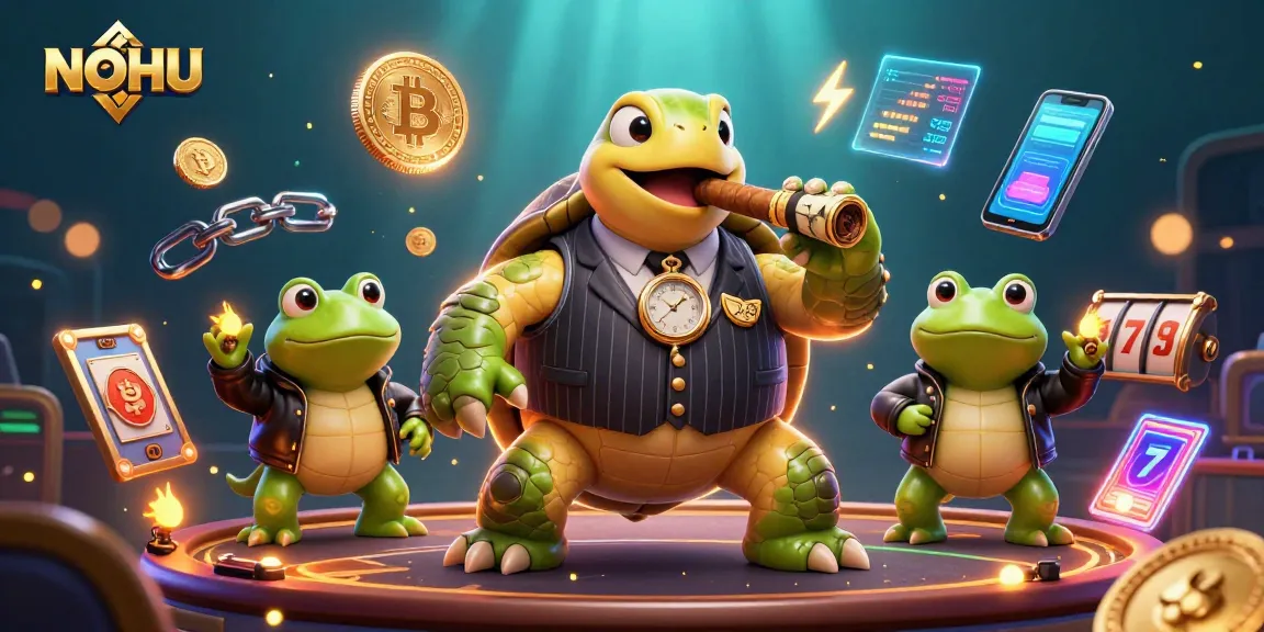 Spin the reels with NOHU’s vibrant casino scene featuring a snapping turtle mobster in action.