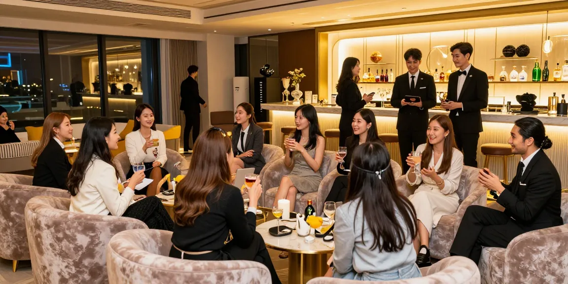 강남구구단의 고급스러운 룸살롱에서의 즐거운 저녁 모임