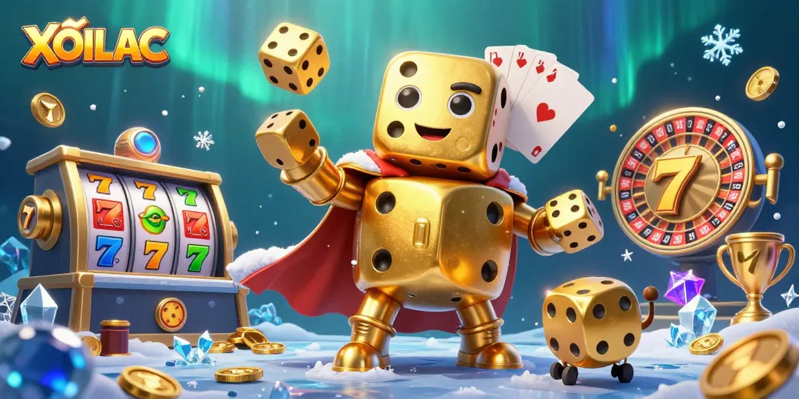 Engage in immersive gaming with XOILAC's vibrant 3D casino illustration featuring dynamic golden elements.